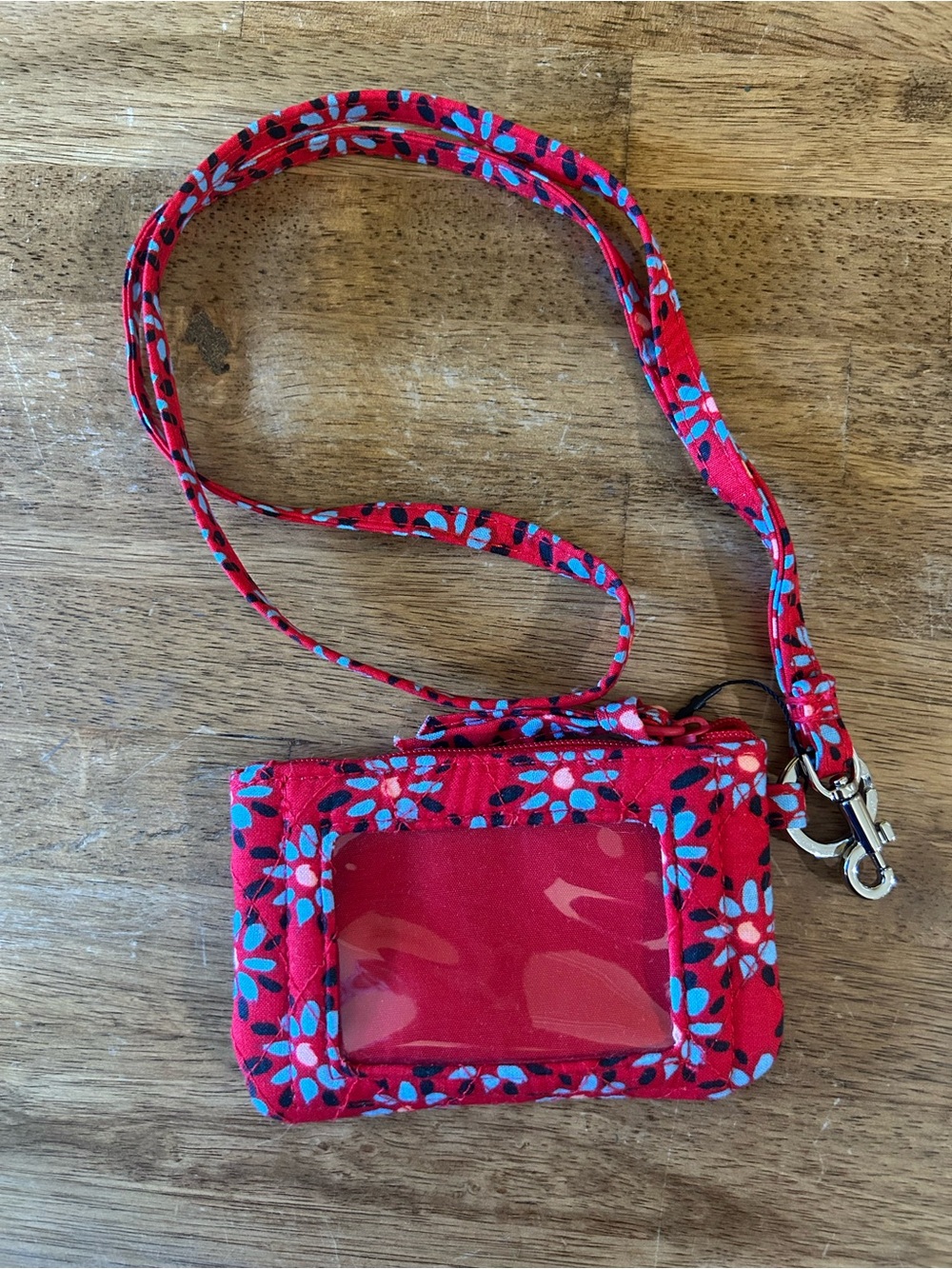 Vera Bradley Red Venetian Flowers Lanyard ID Badge Holder